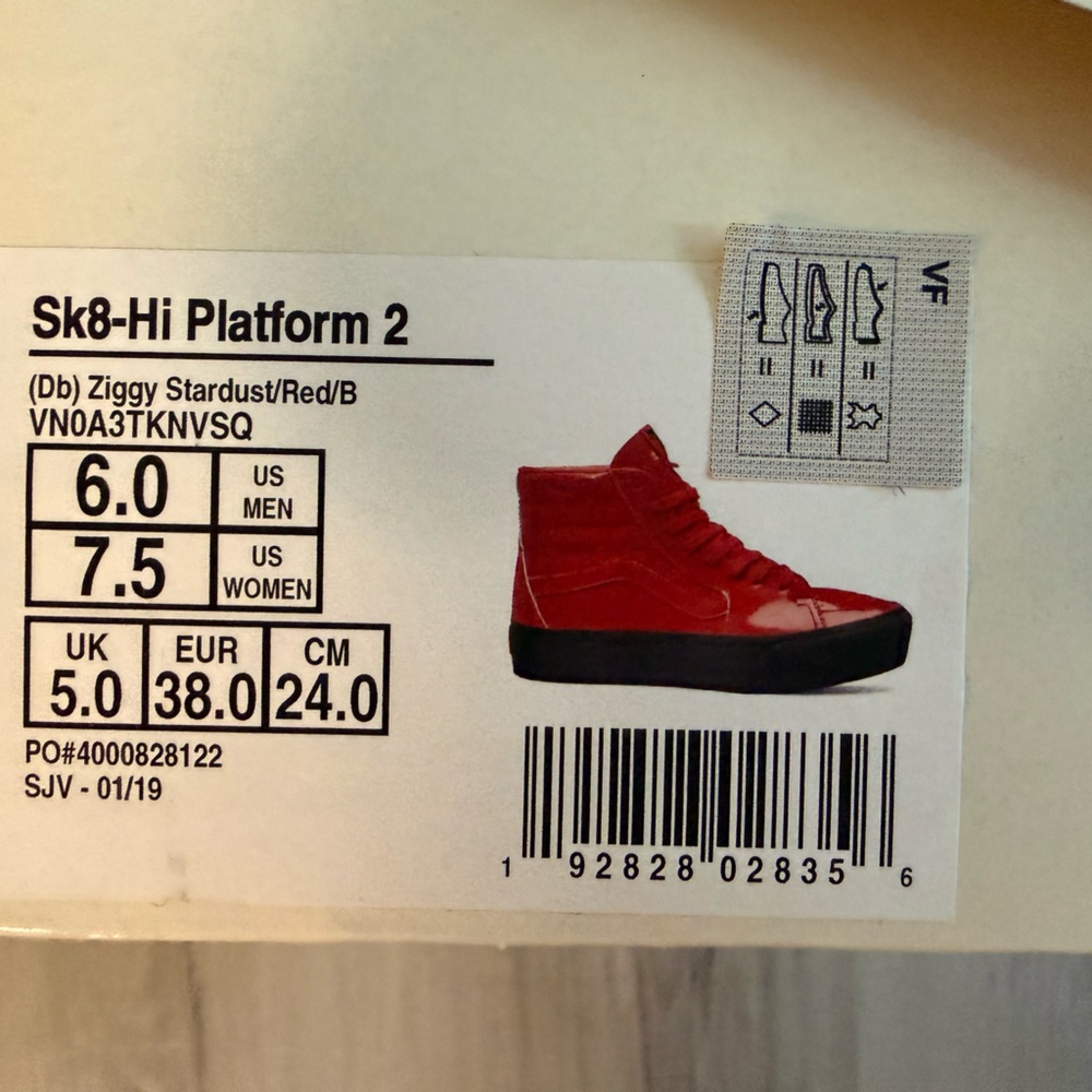 VANS Sk8-Hi Platform 2 – Ziggy Stardust - Unisex Men 6 | Ladies 7.5 - Worn/w Box